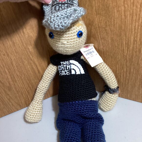 Handmade Crocheted Skater Dude 19” Plush Toy With Drink Local Hat Dad Gift - Picture 1 of 5
